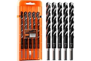 Crosstar M35 Cobalt Drill Bit Set for Hardened Metal & Stainless Steel - Titanium Aluminum Nitride Coated (TiAlN), Three-Flute Design, 5pcs 1/2" Metal Drill Bits