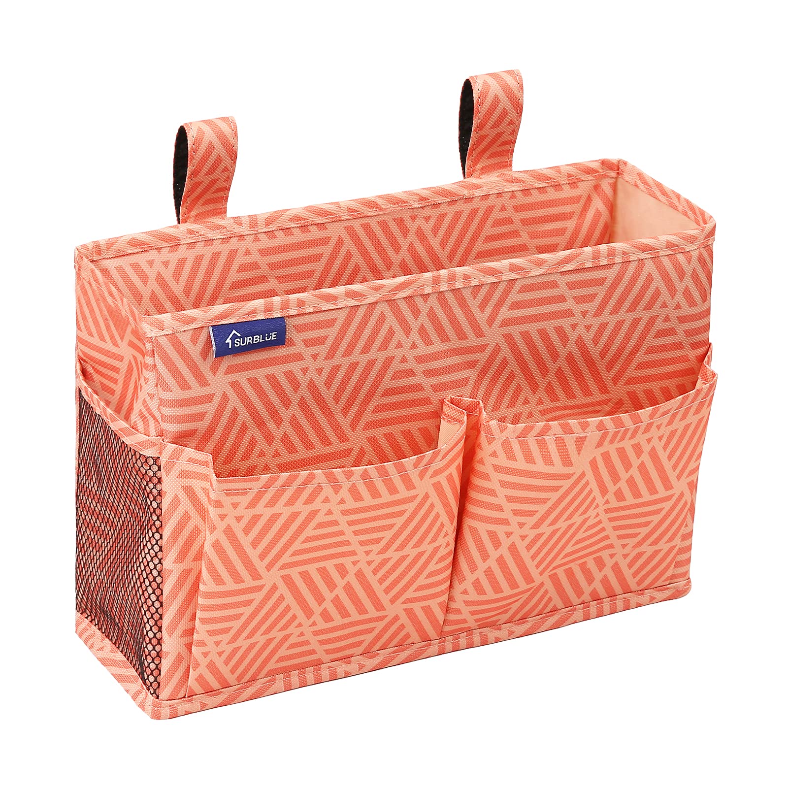 Surblue Bedside Caddy Hanging Bed Organizer Storage Bag Pocket for Bunk and Hospital Beds Small-Orangeplaid