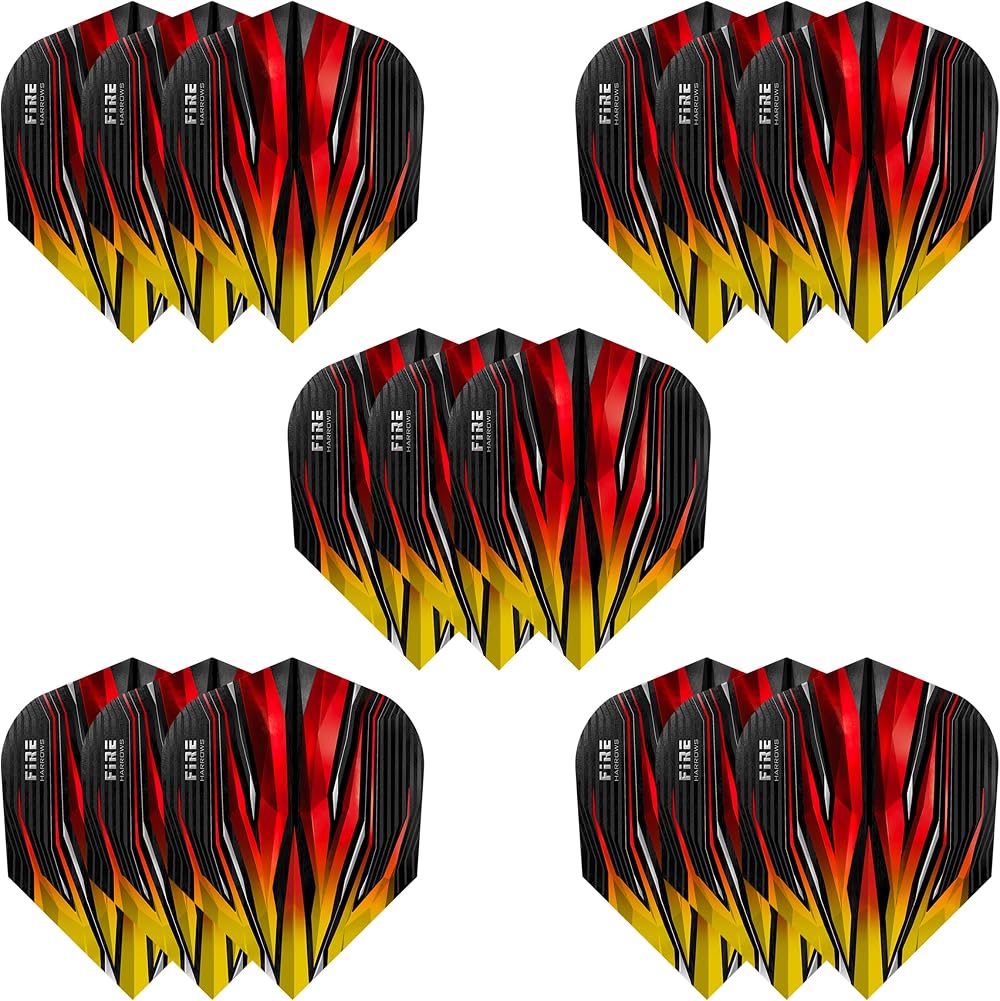 Harrows Fire Dart Flights 100 Micron 5 x Sets Yellow Darts Flights 15 Flights