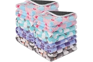 Tudomro 8 Pcs Guinea Pig Blankets Absorbent Washable Animal Fleece Bedding Cage Liners Waterproof Reusable Pet Pee Sleep Mat Pad Cover for Chinchilla Hamster Ferret(Heart,12 x 12 Inch)