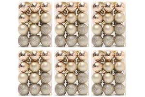 TKYGU 30mm/1.18 inch Christmas Ball 6/Set 144 PCS Shatterproof Christmas Ornaments Christmas Tree Ornament Set Ball Ornaments (Champagne)