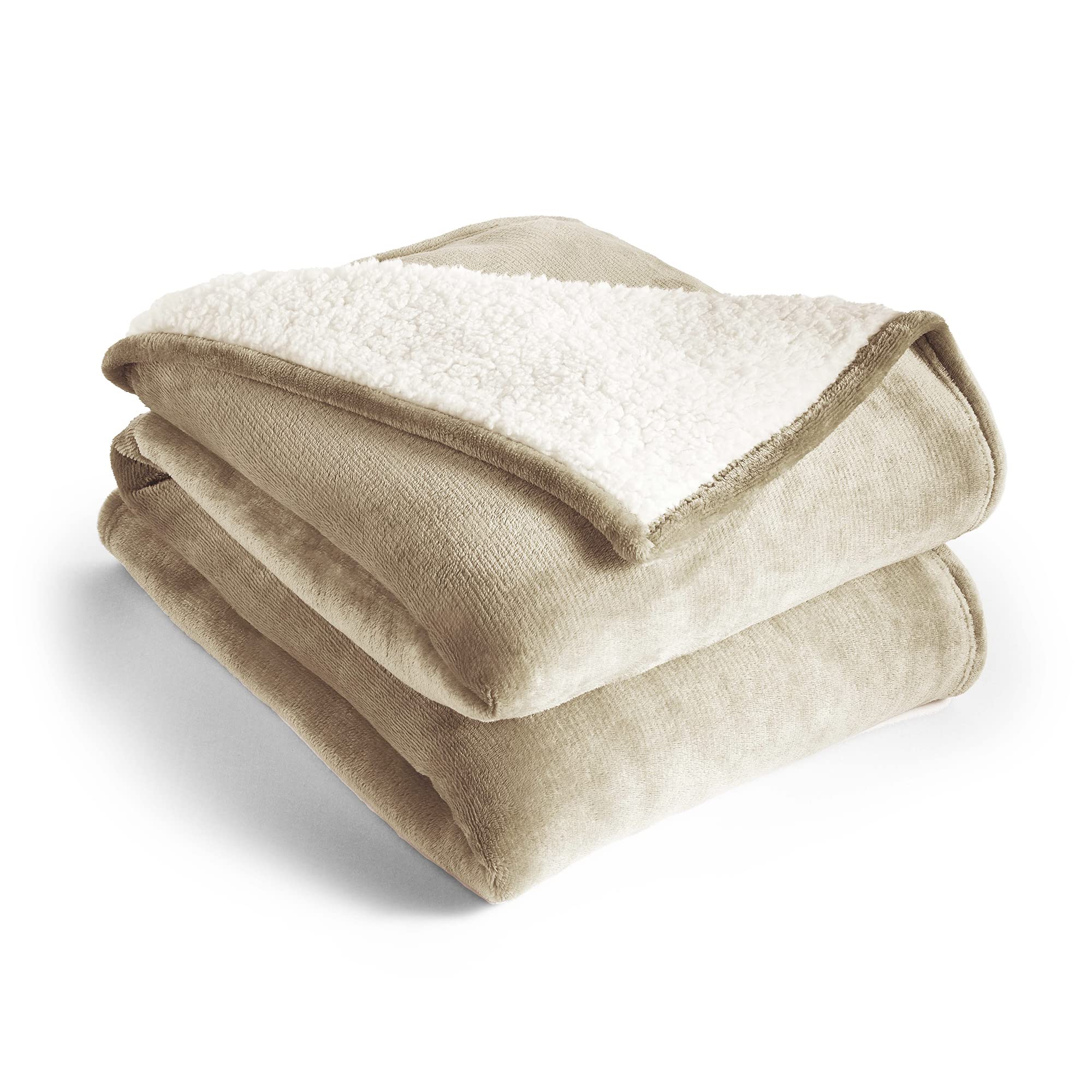 Silentnight Snugsie Giant Blanket - Fleece Throw Plush Blanket Super-Sized with Warm Sherpa Fleece Inside Reversible for Whole Family Sofa Couch Bed - 240 x 180cm – Stone