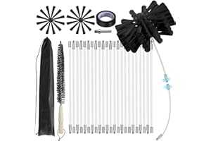 MOSXOED 30Feet Chimney Sweep Kit,8 in Brush Head,Dryer Vent Cleaner Kit, Chimney Sweep&Chimney Cleaning Kit, Rotary Chimney Cleaning System for Flue/Fireplace/Sewage Pipe/Hood with 23 Nylon Flexible Rods