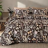 Yiran Brown Comforter Set King Size, 7 Piece Floral Comforter Bedding Set, Farmhouse Bed in a Bag, Soft Microfiber Complete Bedding Set with Sheets for All Season