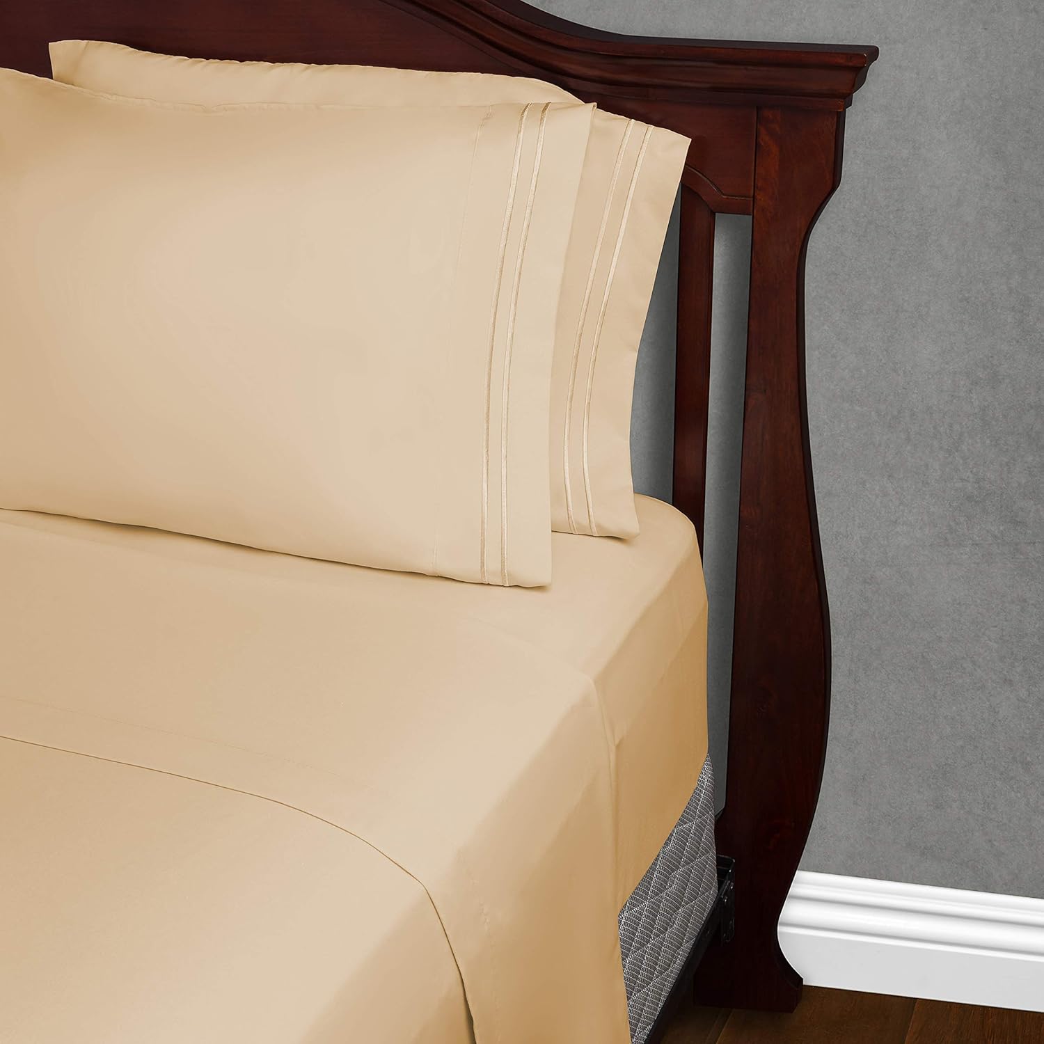 King Size Sheet Set - 4 Piece Set - Deep Pocket - Super Soft Luxury Hotel Bed Sheets - Hypoallergenic - Stain, Fade & Wrinkle Resistant - Kings Sheets - Cozy - Cream Bedsheets - 4 PC: Home & Kitchen
