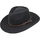 Borges & Scott Hardy - Lightweight Wide Brim Fedora - Leather Band - 100% Wool Felt - Crushable for Travel - Water Resistant