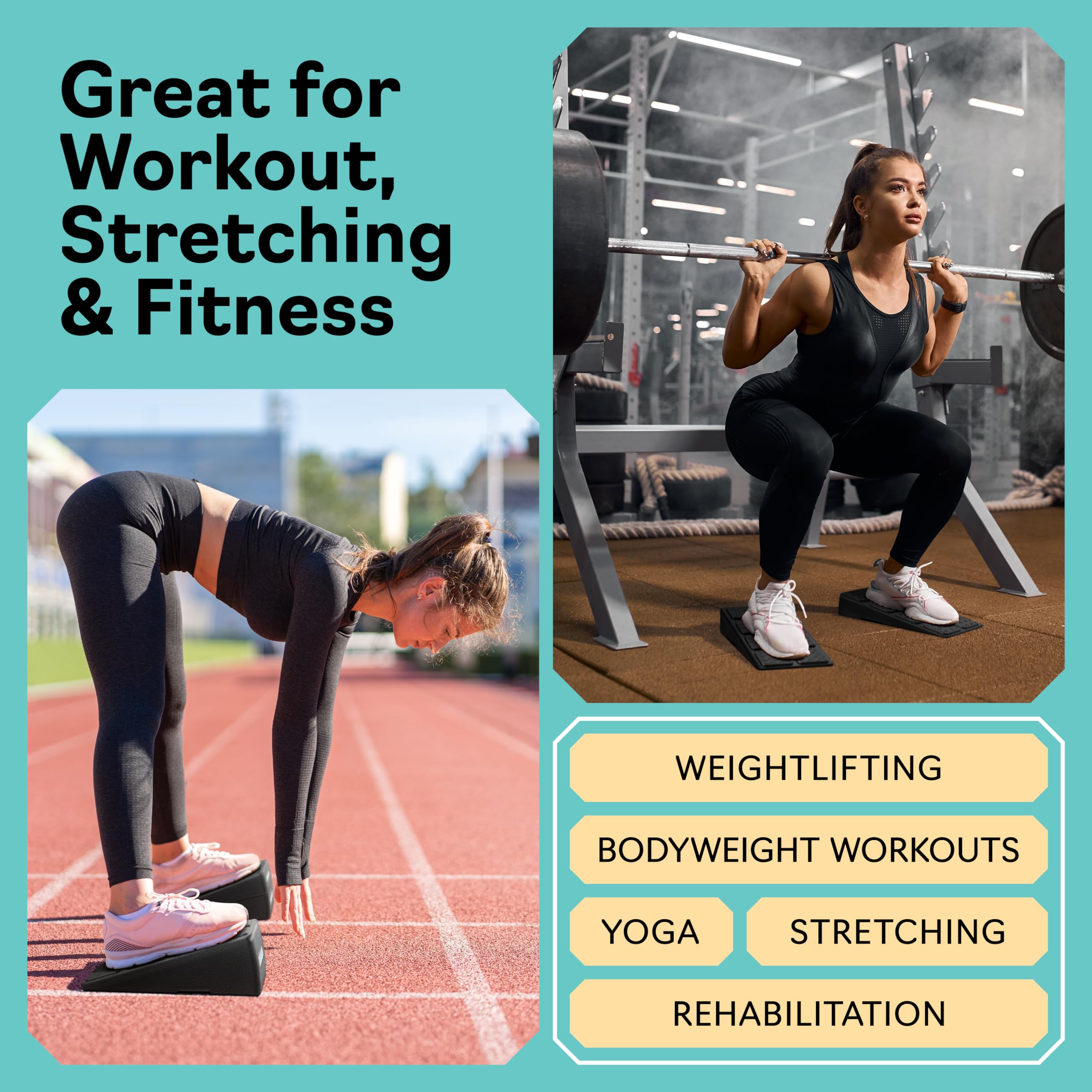 Squat Wedge - Squat Wedge Block 520 LBS Weight Capacity - Slant Board for Calf Stretching - Calf Stretcher Slant Board - yoga blocks