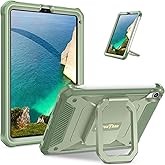 Fintie Case for iPad Mini 7 (A17 Pro, 7th Generation) 2024 / iPad Mini 6 (6th Gen) 8.3 Inch, [Tuatara Magic Ring] 360 Degree Rotating Shockproof Rugged Cover with Screen Protector, Green