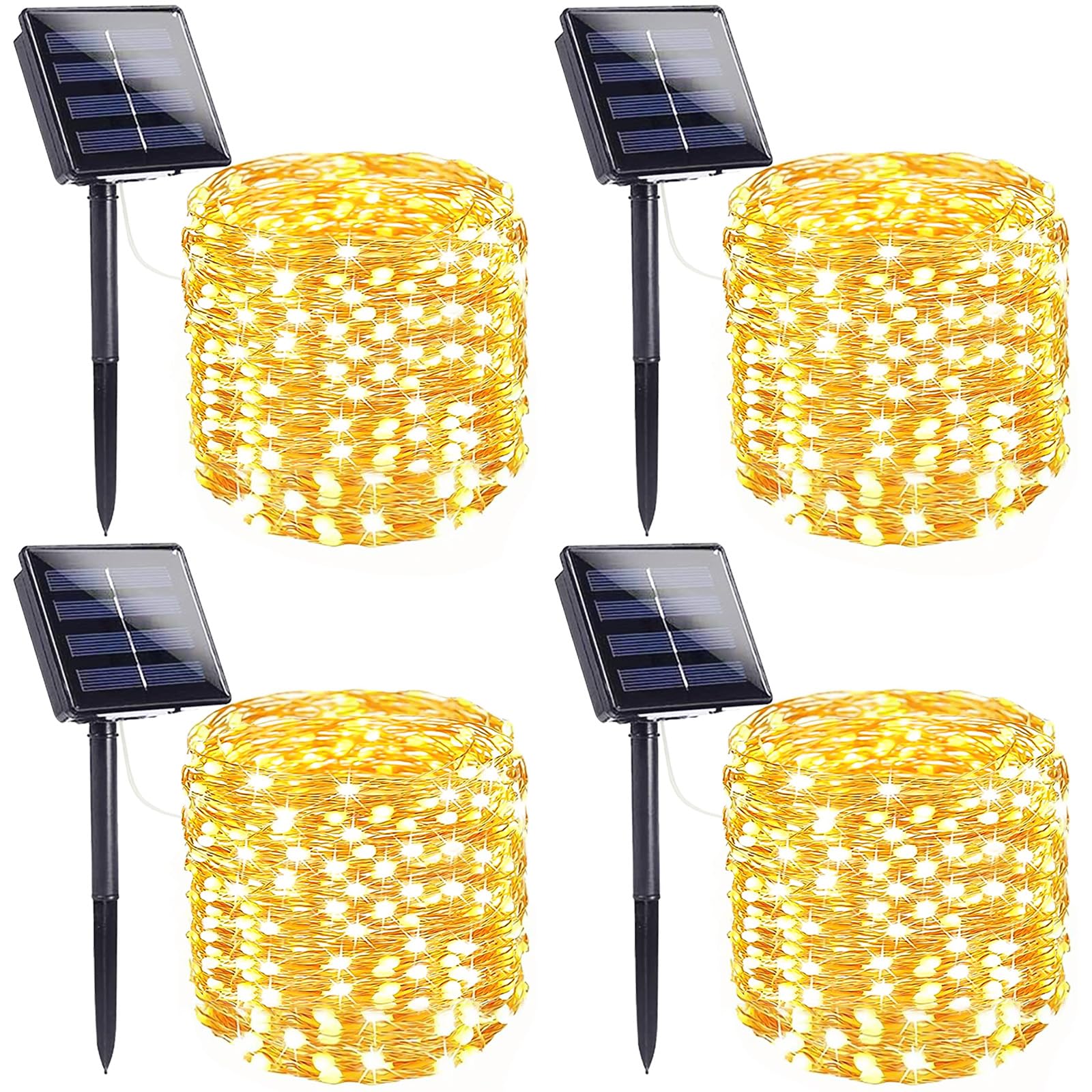Photo 1 of 4-Pack Solar String Lights for Outside, Total 400LED Solar Fairy Lights Waterproof, Outdoor Twinkle Lights Copper Wire 8 Modes Solar Outdoor Lights for Xmas Tree Garden Party Wedding Decor(Warm White)