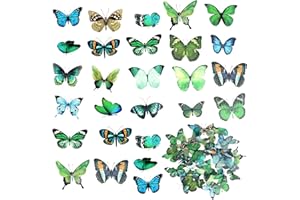 ANBEEISS 40 Pcs Decorative Butterfly Stickers Decals Transparent, Vintage Scrapbooking Journaling Stickers Supplies for Scrapbook Journaling Notebook Water Bottle Cards Decorations - Green Butterfly