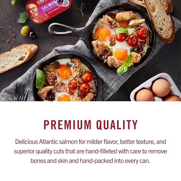 KING OSCAR PREMIUM SALMON IN OLIVE OIL, 4.05-OUNCE CANS (PACK OF 12, PACKAGING MAY VARY), SKINLESS & BONELESS SALMON