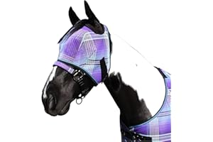 KENSINGTON PROTECTIVE PRODUCTS Kensington Fly Mask Web Trim — Protects Horses Face and Eyes from Bites and Sun Rays While Allowing Full Visibility — Ears and Forelock Able to Come Through The Mask, Medium, Lavender Mint