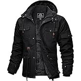 MAGCOMSEN Men's Winter Jacket Cotton Fleece Lined Warm Jackets Work Cargo Military Coats with 6 Pockets