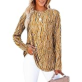 Prinbara Womens Long Sleeve Shirts Plaid Striped Printed Tunic Tops 2025 Fall Blouse Outfits