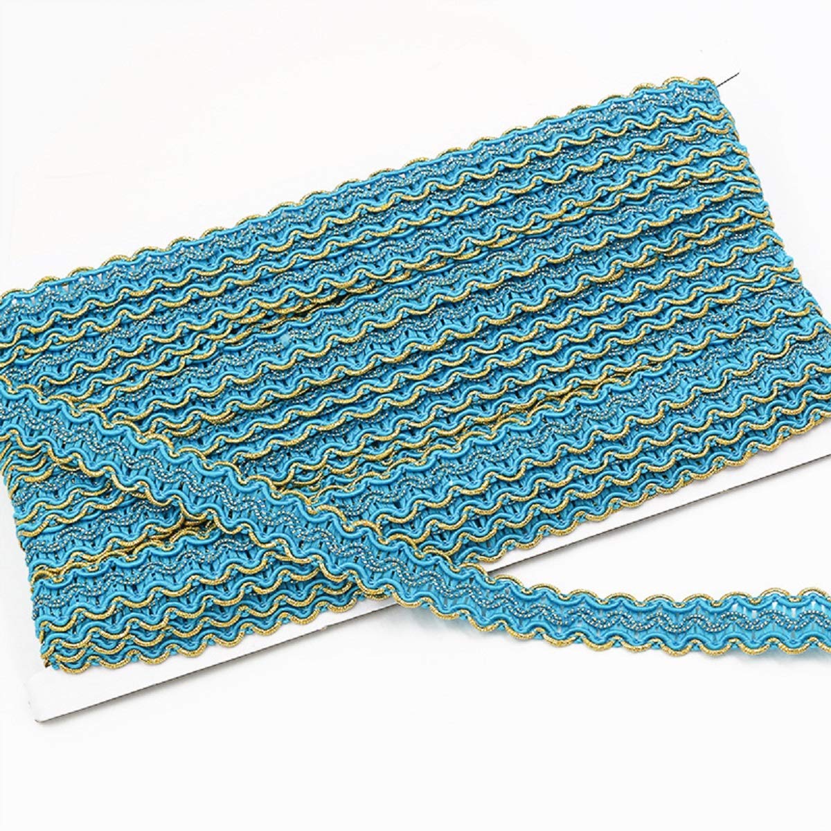 Yalulu 12 Meter Embroidery Polyester Woven Gimp Braid Fabric Cord Lace Trim Sewing Trimming Edge DIY Craft Decorative Ribbon (Blue)