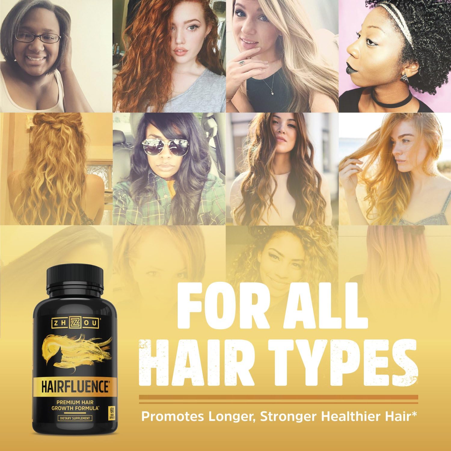 HAIRFLUENCE - Hair Growth Formula For Longer, Stronger, Healthier Hair - Scientifically Formulated with Biotin, Keratin, Bamboo & More! - For All Hair Types - Veggie Capsules: Health & Personal Care