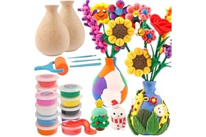 Alritz 2 Pack Flower Crafts Kit for Kids, Creating Flower Bouquet Modeling Clay Kit for Girls, Arts and Crafts Air Dry Clay, Christmas Decorations Indoors Birthday Xmas Gifts for Girls Boys Ages 6+