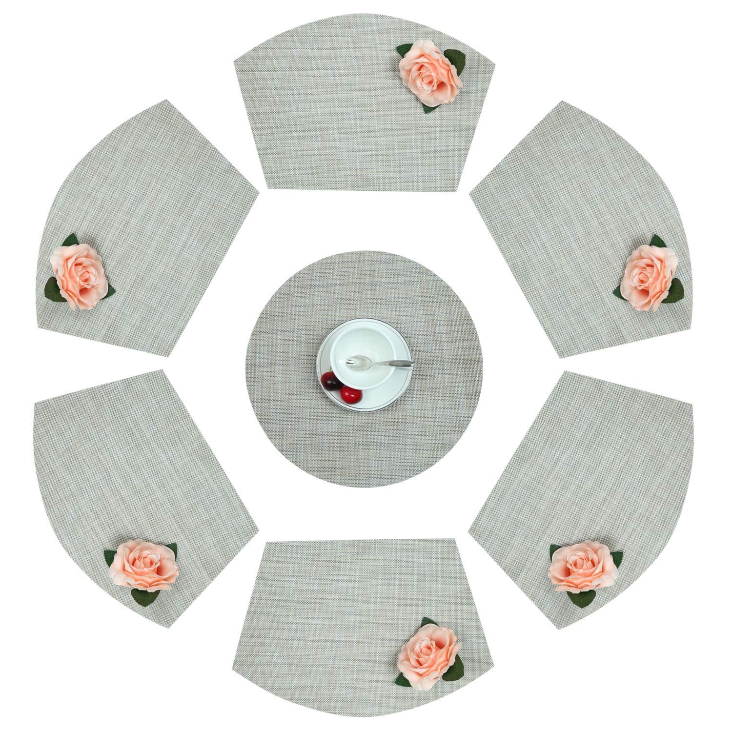 Homcomodar PVC Keil Geformt Tischsets Runde Tischsets für Küchentische