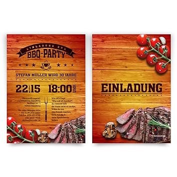 Einladungskarten Zum Geburtstag 30 Stück Im Bbq Design