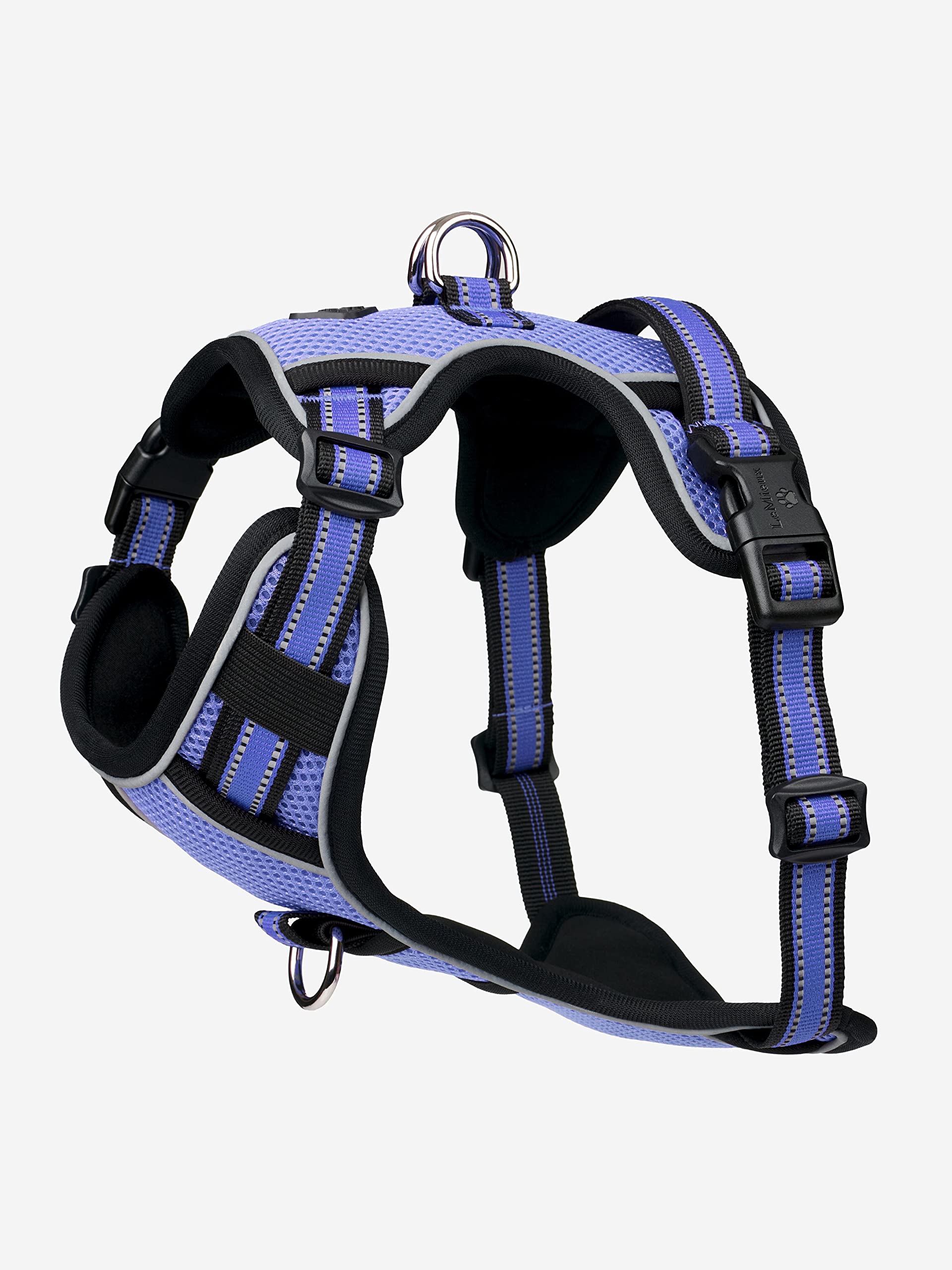 LeMieux Winchester Mesh Dog Harness in Bluebell - Outdoor Pet Walking Wrap Around Vest - Secure Fit with 3 Lock Clip Buckles - Large