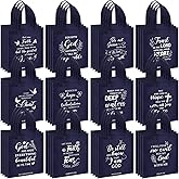 Sweetude 48 Pcs Christian Gift Bags Bulk Bible Verse Gift Bags for Women Religious Reusable Inspirational Christian Tote with Handle(Motivational,Dark Blue)