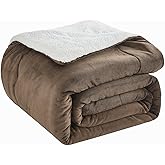 CHOSHOME Sherpa Fleece Blanket- Thick Warm Blanket for Winter, Soft Fuzzy Plush Blanket for Bed, Couch, Travel (Brown, Cal King 96" x 102")
