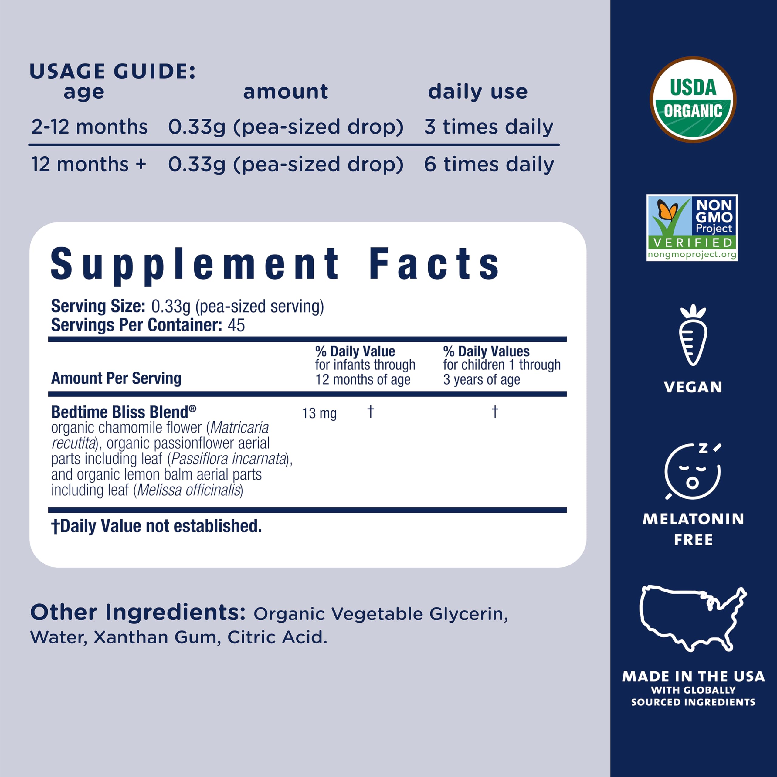 Mommy's Bliss Organic Baby Bedtime Paci Gel, Promotes Restful Sleep*, Melatonin Free, Age 2 Months+, 0.53 Fl Oz