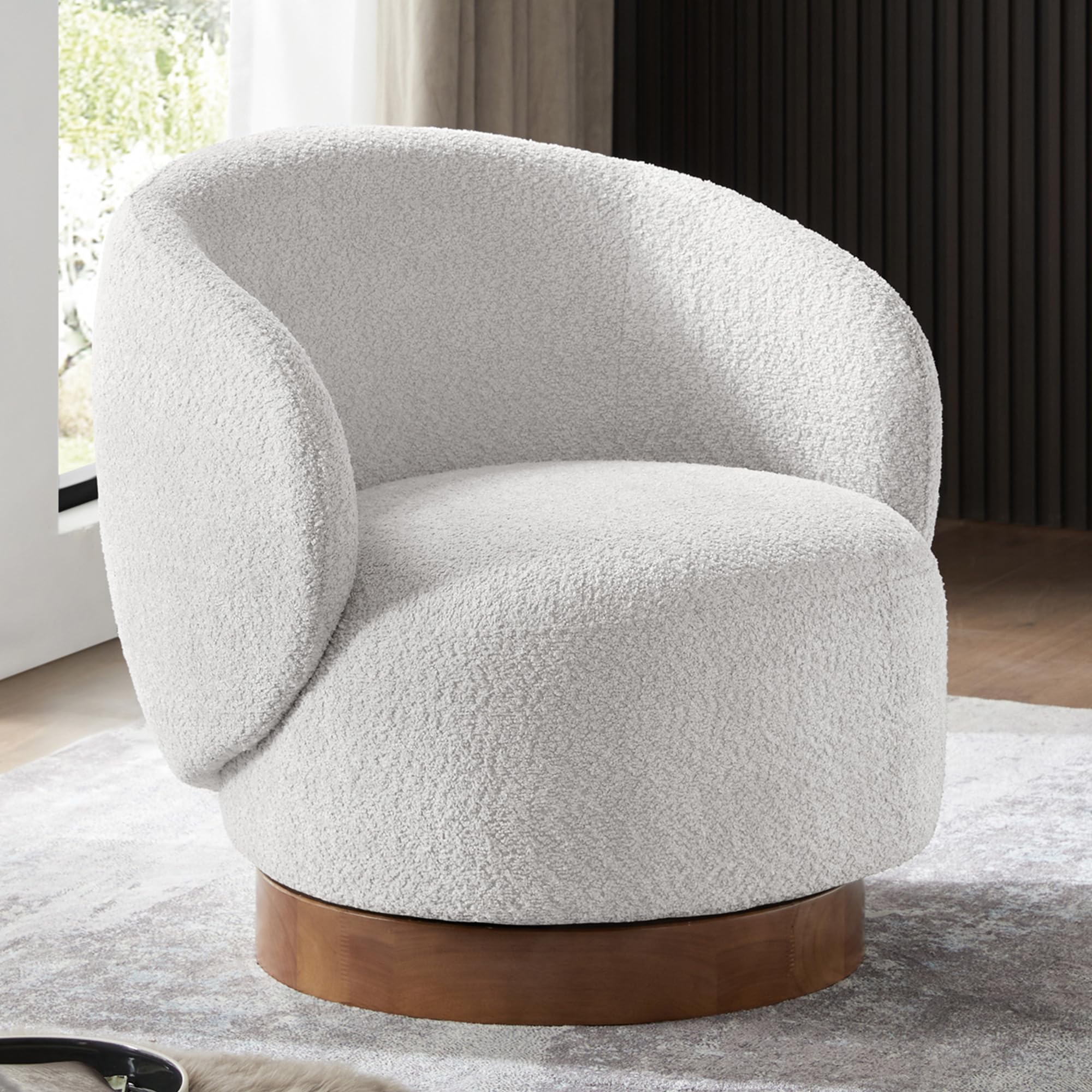 Photo 1 of *** UNKNOWN MISSING HARDWARE***KISLOT Swivel Accent Chair Round Barrel Armchair Upholstered Performance Fabric for Living Room Bedroom Waitingroom,1 Box,Light Grey