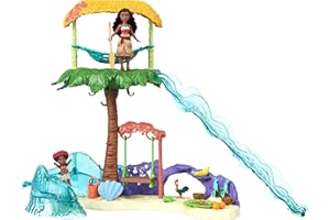 Mattel Disney Moana 2 Toys, Moana’s Island Adventure Playset with Moana & Simea Small Dolls, 2 Character Friends, 5 Play Areas & 8 Accessories