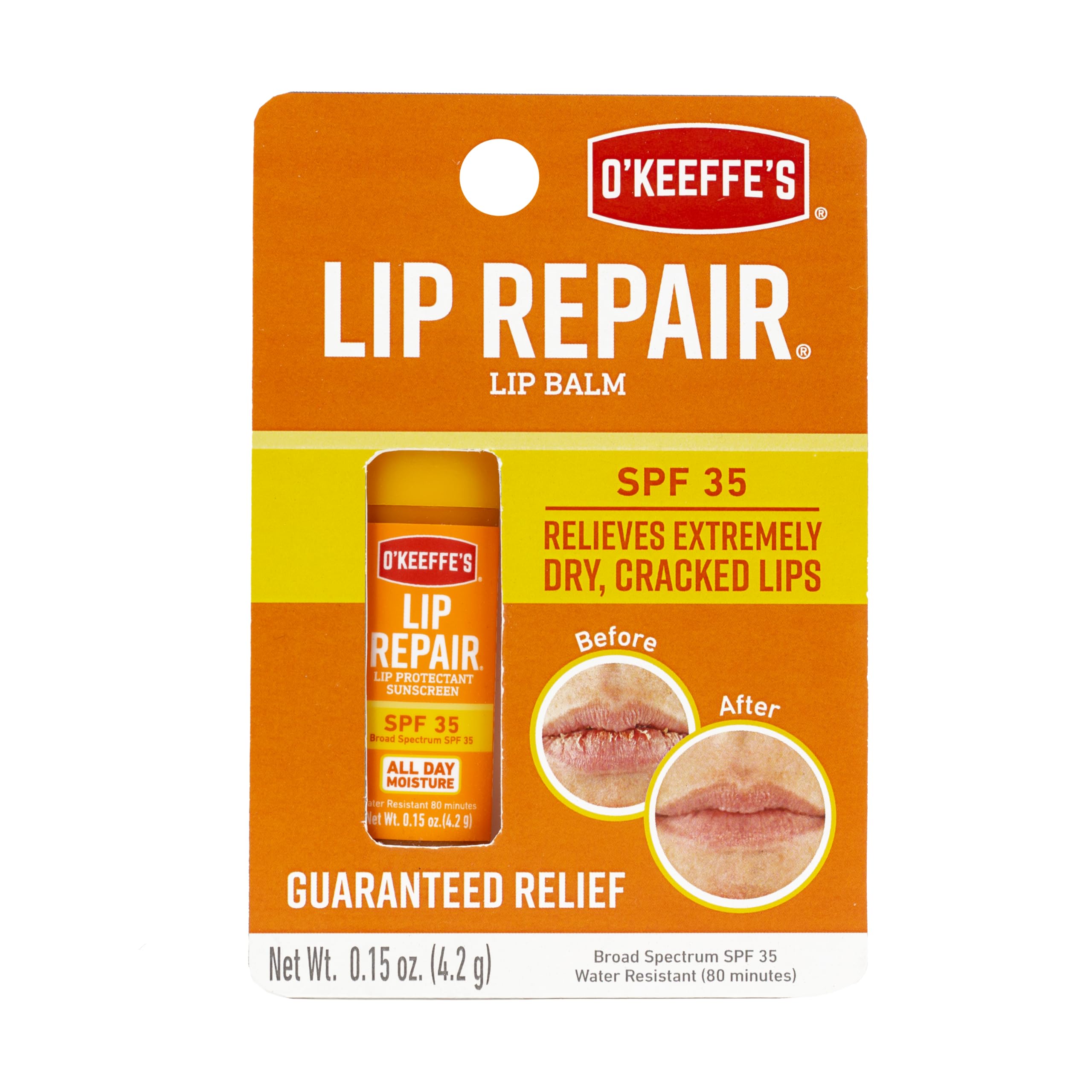 O'Keeffe's Lip Repair SPF 35 Lip Balm - Stick (1 Pack) - Sun-Safe Moisturizer for Extremely Cracked, Dry Lips