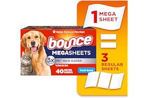 Bounce Dryer Sheets, Pet Hair And Lint Guard, Mega Size, Fresh Scent, 40 Count
