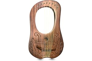 WOLDORF USA 10 Metal Strings lyre harp Engraved Irish harp Design Natrual finish tuning key, Carrying bag