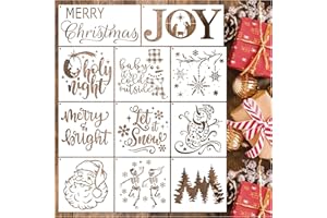 HOSOMONO Christmas Stencils for Painting on Wood Reusable Snowflake Large Merry Christmas Pine Tree Nativity Holiday Stencil Snow Templates for Wood Sign Window Floor Crafts Doormats(Christmas)