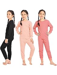 Resinta 3 Sets Girls Waffle Thermal Underwear Set