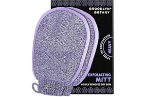 Brooklyn Botany Exfoliating Mitts for Bath and Shower – Heavy Duty Exfoliating Body Scrubber for Massage and Dead Skin Remover for Body – 2 Mitts