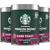 Starbucks Premium Instant Coffee, Dark Roast Coffee, Arabica Beans, Three 3.17 oz Tins