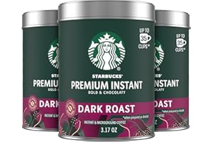 Starbucks Premium Instant Coffee, Dark Roast Coffee, Arabica Beans, Three 3.17 oz Tins