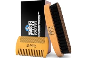 SMOOTH VIKING BEARD CARE Beard Brush and Comb - Natural Boar Bristle Beard Brush & Beard Comb for Men - Facial Hair Care Gift Set for Men - Mustache Styling, Grooming & Shaping Tools