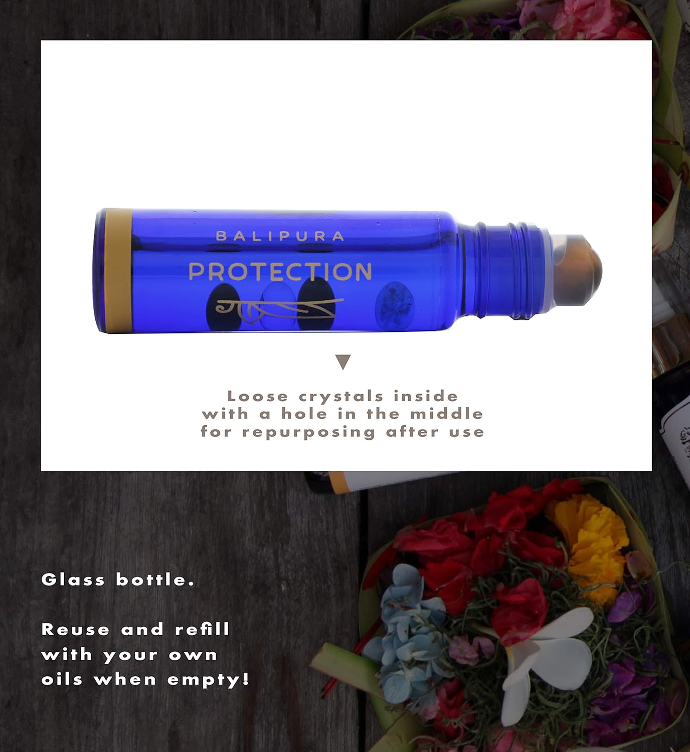 BALIPURA, Protection Crystal Aura Roll On, Natural Healing Roller Ball with Black Tourmaline & Clear Quartz - Image 4