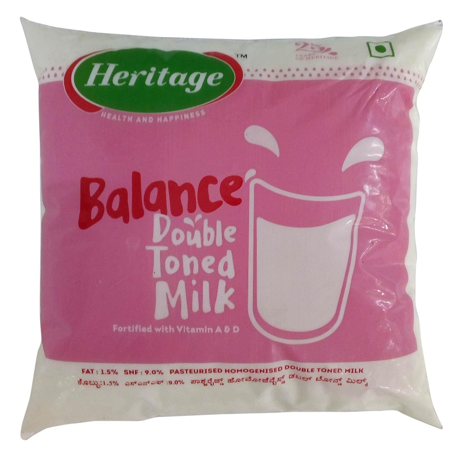 Heritage Balance Double Toned Milk, 500ml Pouch Amazon.in Grocery