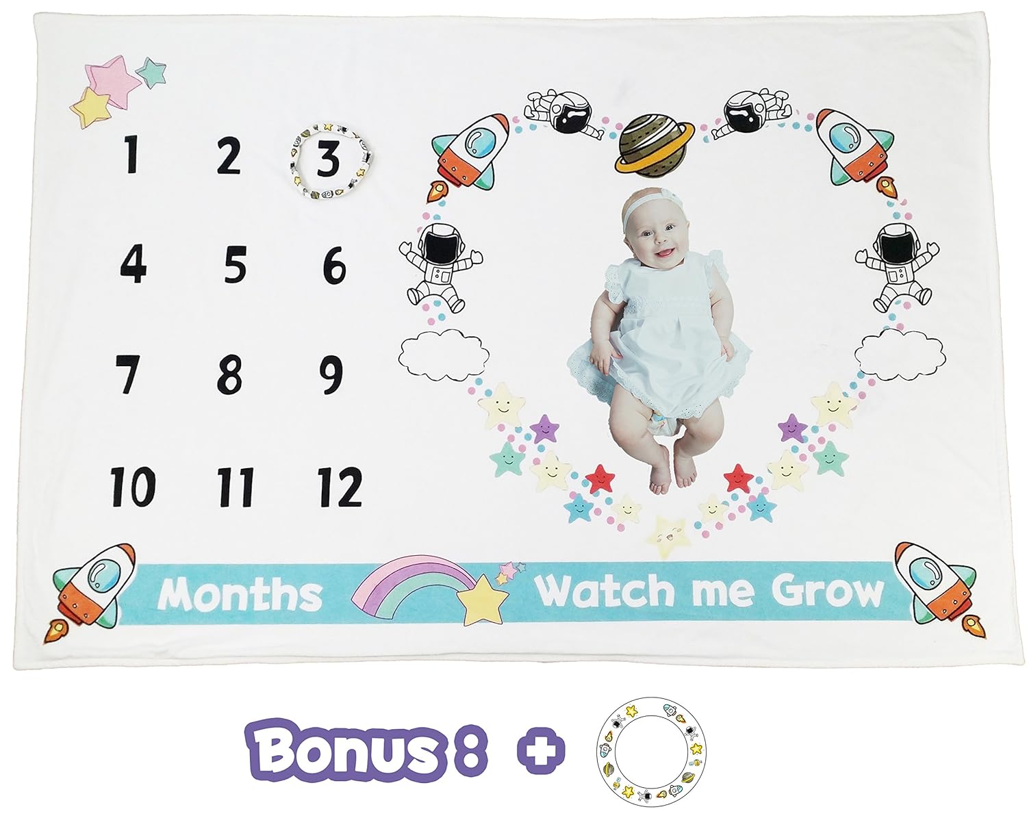 Baby Milestone Blanket Minky Fleece Space Travel Backdrop Photo