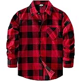 JOGAL Boys Plaid Shirt Long Sleeve Flannel Shirt Kids Button Down Shirts