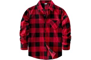 JOGAL Boys Plaid Shirt Long Sleeve Flannel Shirt Kids Button Down Shirts