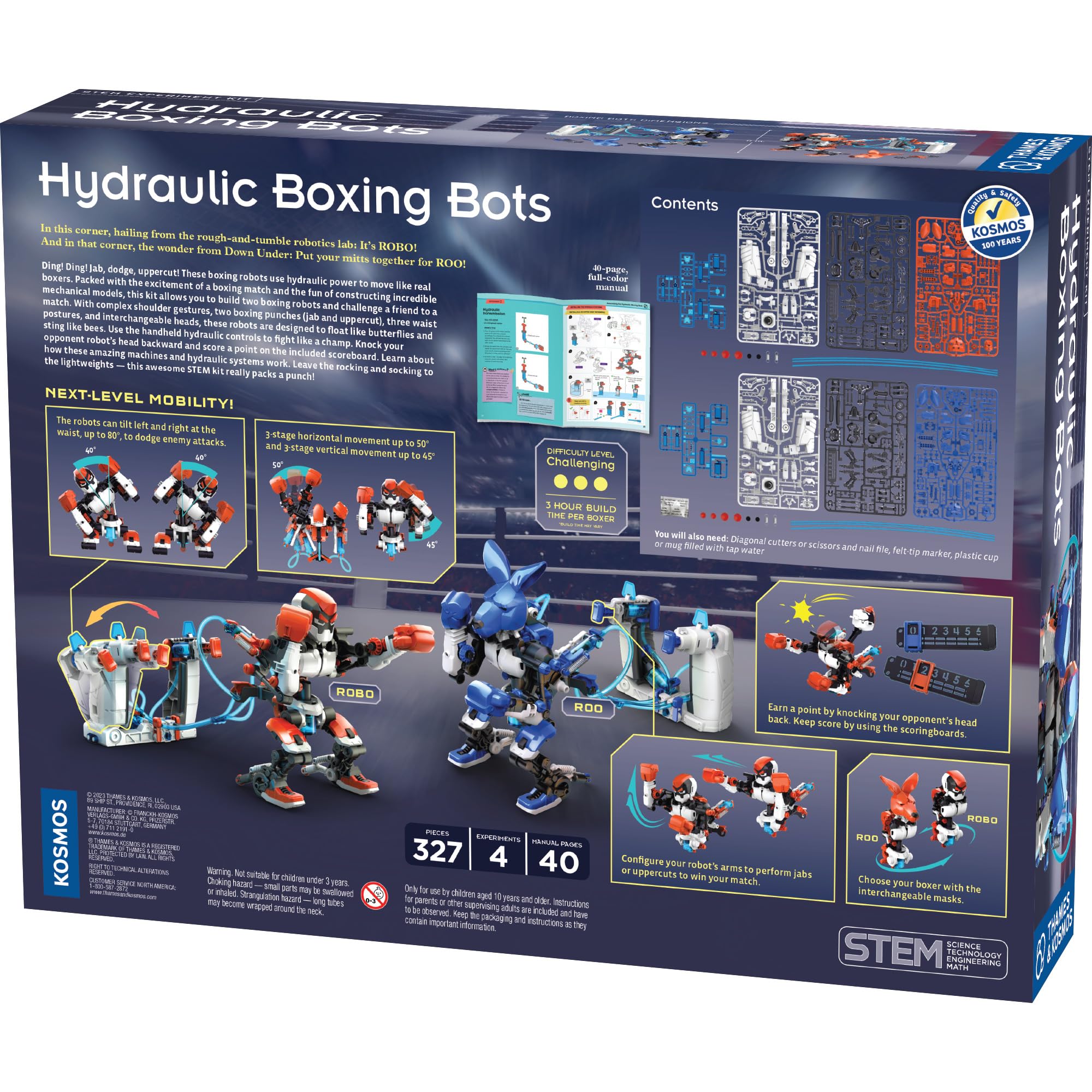 Thames & Kosmos Hydraulic Boxing Bots STEM Experiment Kit | Build Two Hydraulic-Powered Boxing Robots! | Explore Hydraulic, Water-Powered Systems | Challenge a Friend to a Robot Duel!
