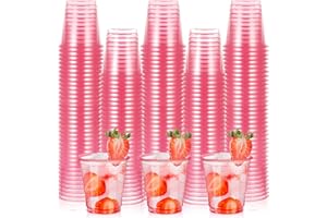 LemonRoad 120 Pack 2 oz Thanksgiving Plastic Shot Glasses Christmas Disposable Mini Drinking Cups Bulk for Parties Picnics Cocktails Events Celebrations Favors(Pink)