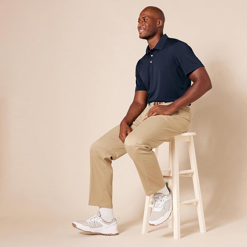 Polo da Golf da Uomo, vestibilità Aderente, ad Asciugatura Rapida, Blu Scuro, Taglia S