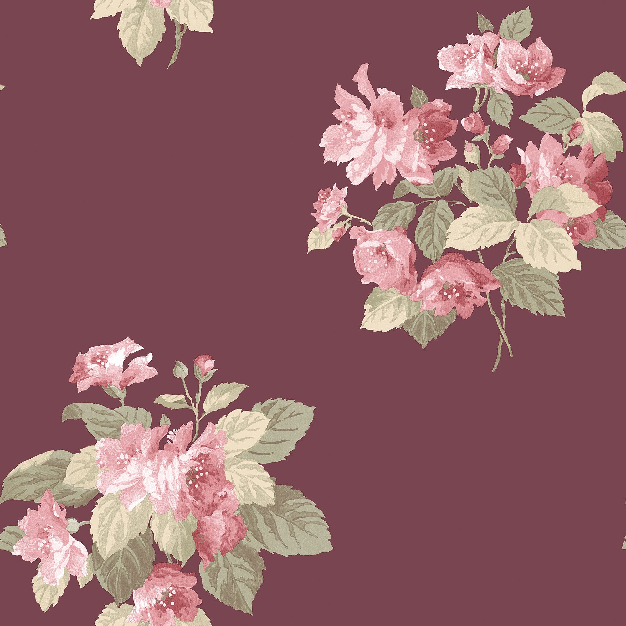 Galerie G78496 Secret Garden Classic Bouquet Wallpaper, Cranberry/Pink, 10m x 53cm