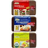 Mestemacher Natural High Fiber Bread 3 Flavor Variety Bundle: (1) Mestemacher Organic Three Grain Bread, (1) Mestemacher Pumpernickel Bread, and Mestemacher Whole Rye Bread, 17.6 Oz. Ea. (Pack of 3)