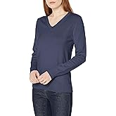 Amazon Essentials womens 100% Cotton Long-sleeve V-neck Sweater