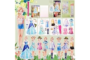 PAINZIETEG Magnetic Dress Up Dolls, Magnetic Princess Dress Up Paper Dolls, Magnetic Dress Up Dolls for Girls Ages 4-10 Learning Created Imagine Set Birthday Gift (Lea)